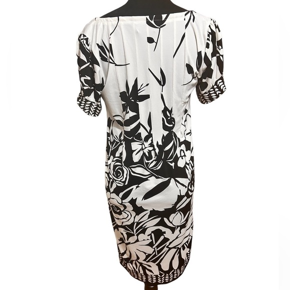 Ann Taylor Loft Trulli Black White Floral Shift Tunic Dress Size medium - Picture 5 of 8